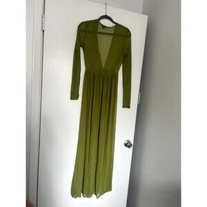 Sheer V-Neck Maxi Dress